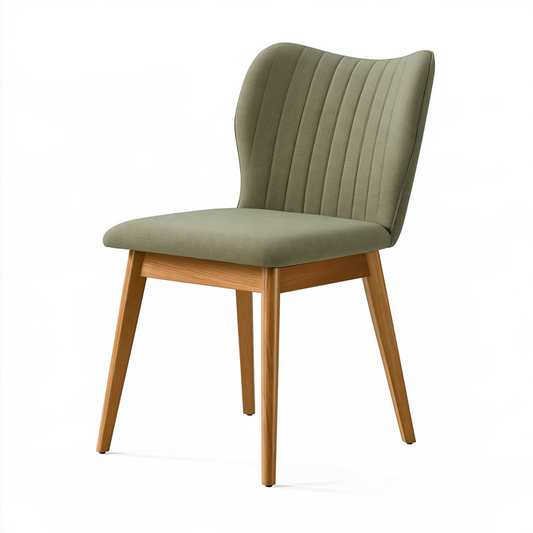Chaise de salle à manger 48 x 56 x 84 cm en tissu vert kaki avec pieds en bois