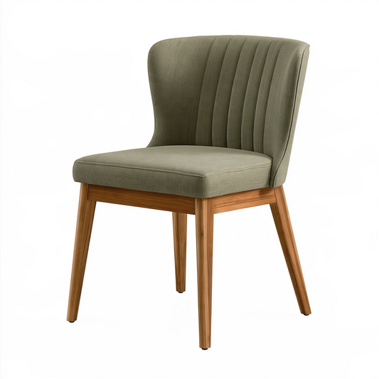 Chaise de salle à manger 50 x 58 x 85 cm tissu vert olive pieds en bois style contemporain