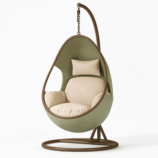 Fauteuil suspendu 110 x 105 x 195 cm en acier vert kaki pour intérieur style contemporain
