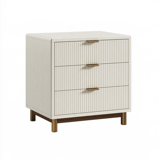 Table de chevet 60 x 40 x 65 cm en bois beige à 3 tiroirs style contemporain